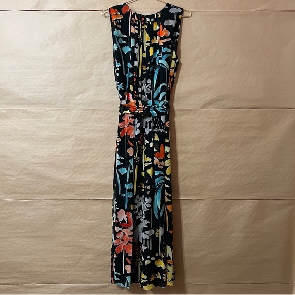 Lafayette 148 | Nia Blooming Eden Silk Midi Dress Pleated Tie Waist Size M - Picture 11 of 15